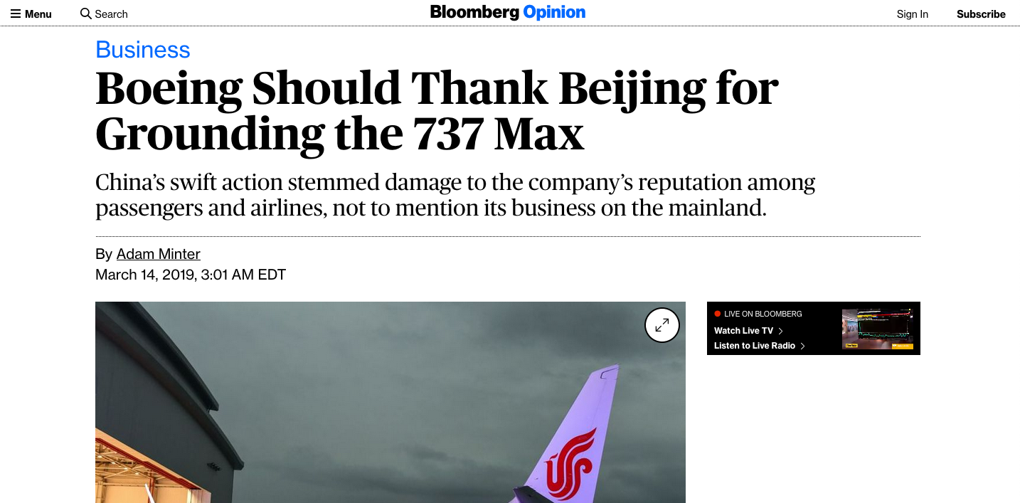 Bloomberg Says Boeing Should Be Thankful To China In Latest Example Of A Globalist US Company Aiding Communist Regime