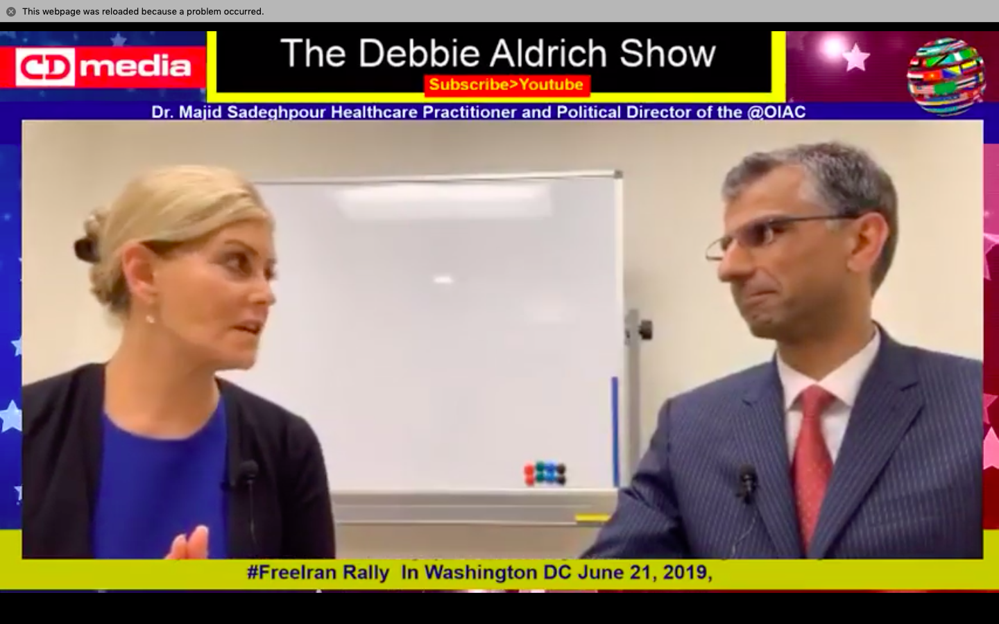 Debbie Aldrich Interviews Dr. Majid Sadeghpour, Political Director OIAC Discussing #FreeIranRally Washington DC