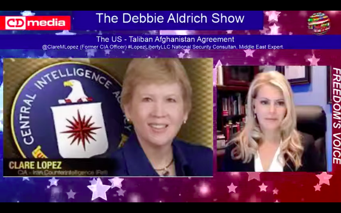 Debbie Aldrich Show - Former CIA Officer Clare Lopez Discusses Afghan Cease Fire Agreement