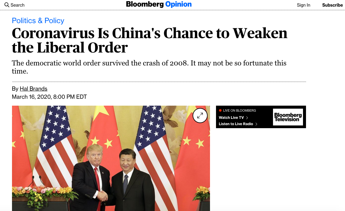 Bloomberg News Pushes 'China Is Better' Model...Like Good Communists