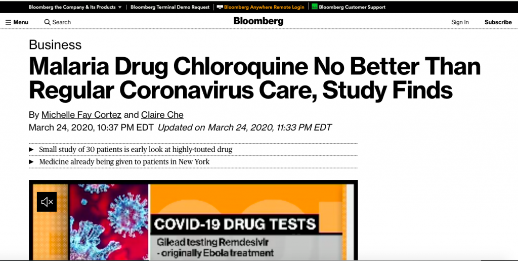 Why Does Bloomberg News Desperately Want COVID-19 Treatments To Fail?