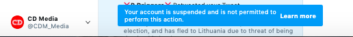 Twitter Suspends 7 CDMedia/Staff Accounts At Once...Guess We Are WAAAY Too Effective!