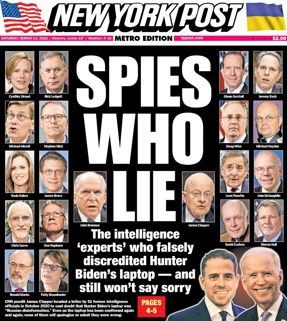 Spies Who Lie: 51 ‘Intelligence’ Experts Refuse To Apologize For Discrediting True Hunter Biden Story