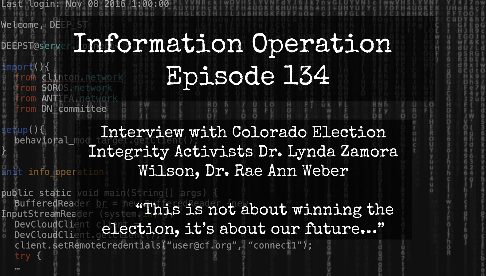 IO Episode 134 - Colorado Election Integrity Activists Dr. Lynda Zamora Wilson and Dr. Rae Ann Weber
