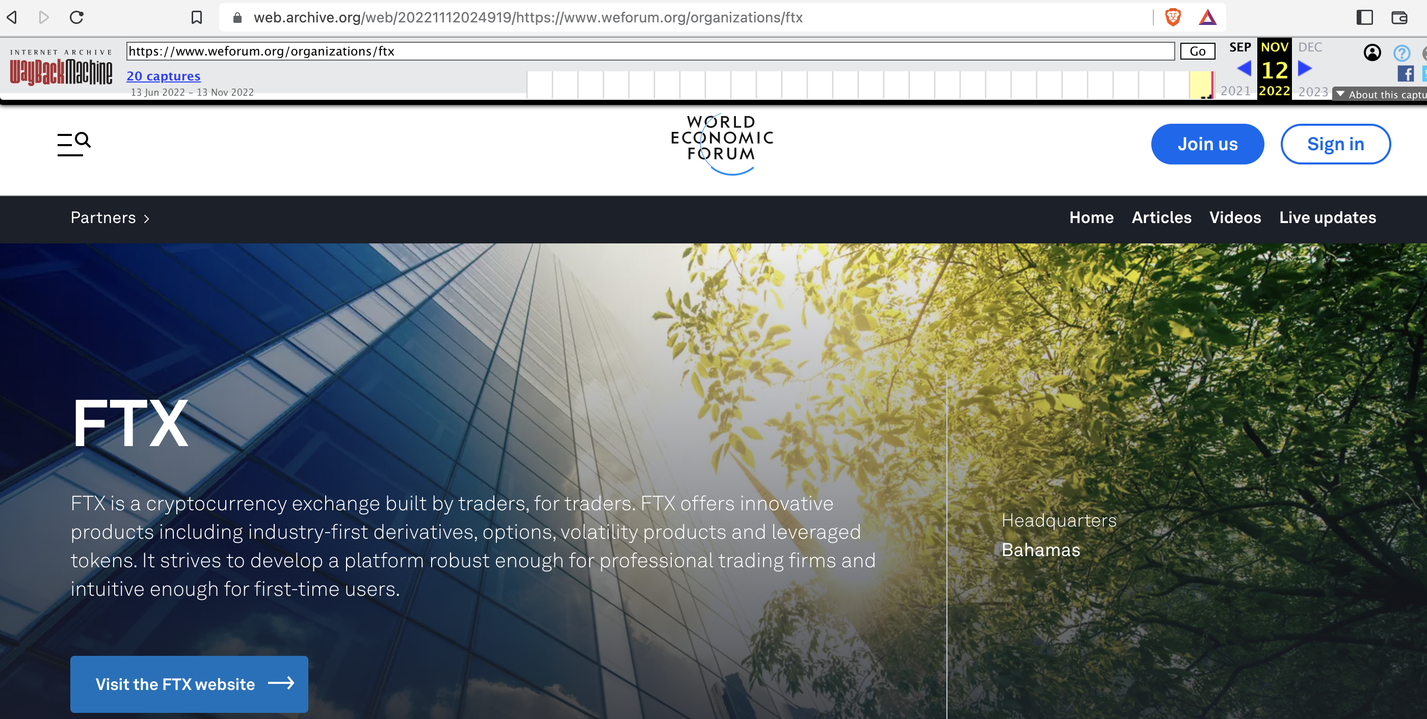 World Economic Forum Removes FTX Promotion As A 'Partner' From Its Website