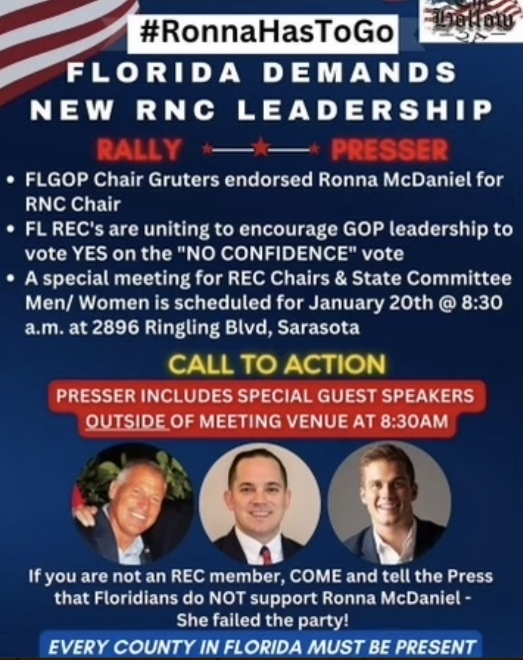 LIVESTREAM 0830 EST: Florida Demands New RNC Leadership Rally/Presser.