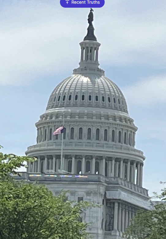 America Flag At Half Mast And Upside Down At The Capitol Today
