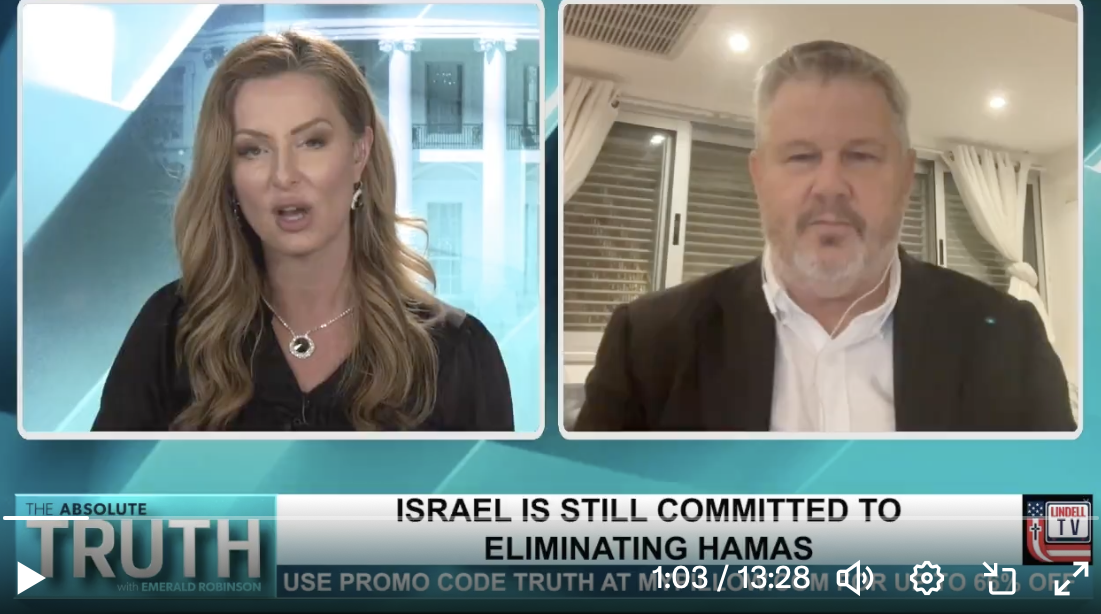 CDM Founder L Todd Wood appears on Absolute Truth with Emerald Robinson, direct from Israel, to talk about the Hamas/Gaza War.
