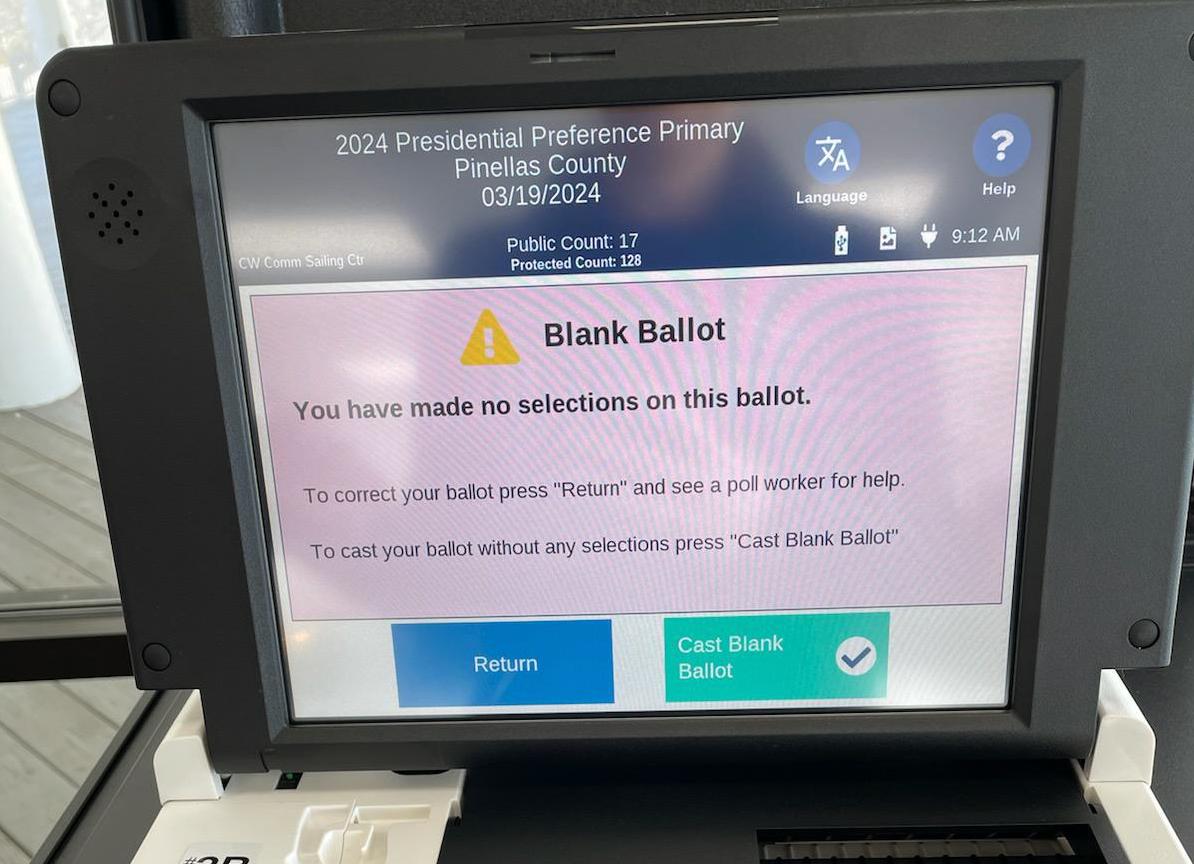 BREAKING: Pinellas County Tabulators Reject Blank Ballot In Today's Primary, But Didn't Reject Over 16,000 In 2020