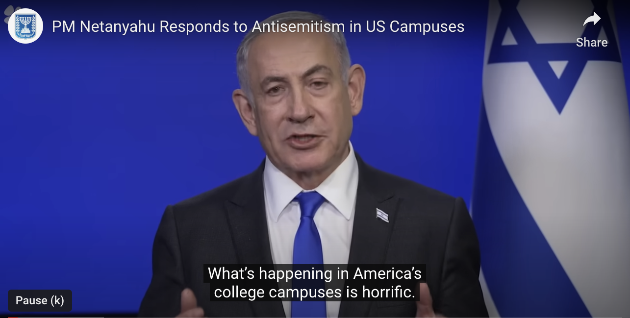 Netanyahu Weighs In On Jew Hate On American College Campuses