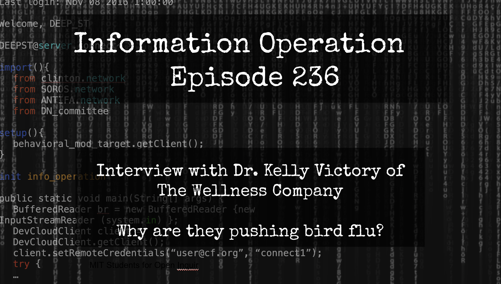 LIVE 7pm EST: IO Episode 236 - Dr. Kelly Victory - Why Are They Pushing Bird Flu?