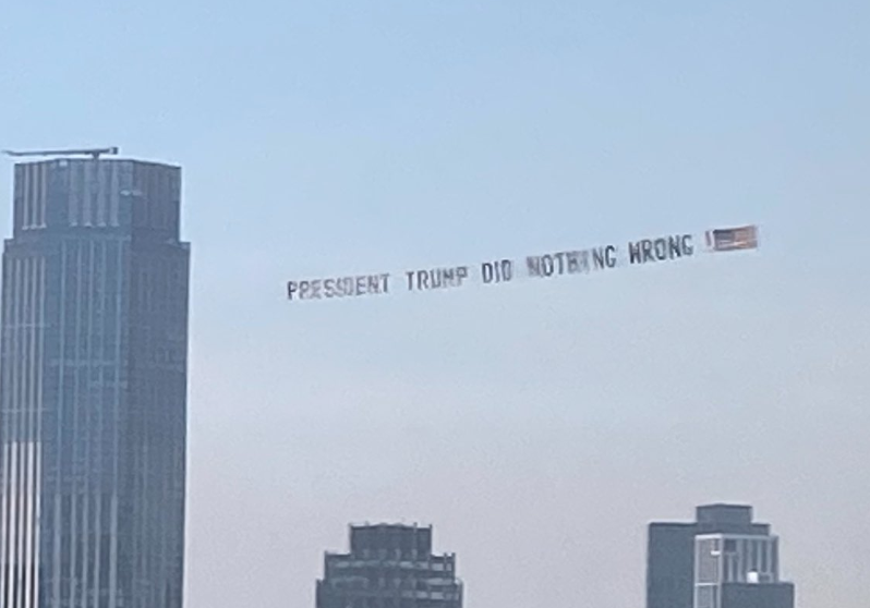 Turley Claims "Layers Of Reversible Error" As Sky Banner Proclaims Trump's Innocence