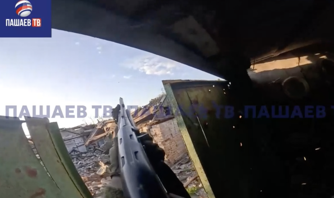 The Moment A Russian Soldiers Destroys A Drone With His Shotgun