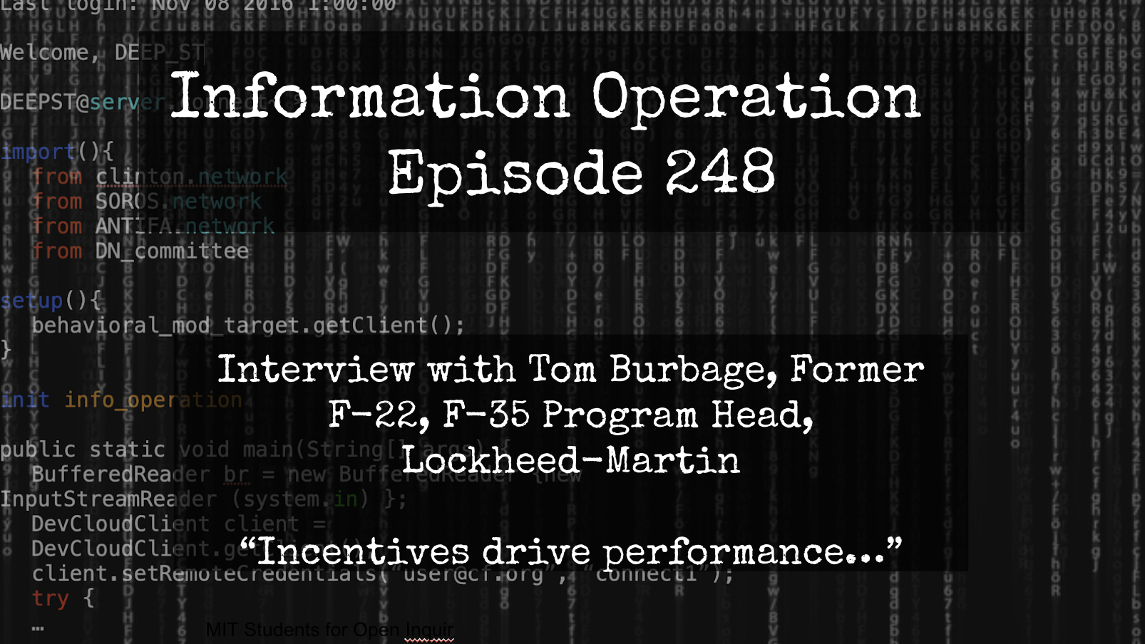 IO Episode 249 - Tom Burbage, Former F-35 Program Director - Is American Aviation Safe? 6/8/24