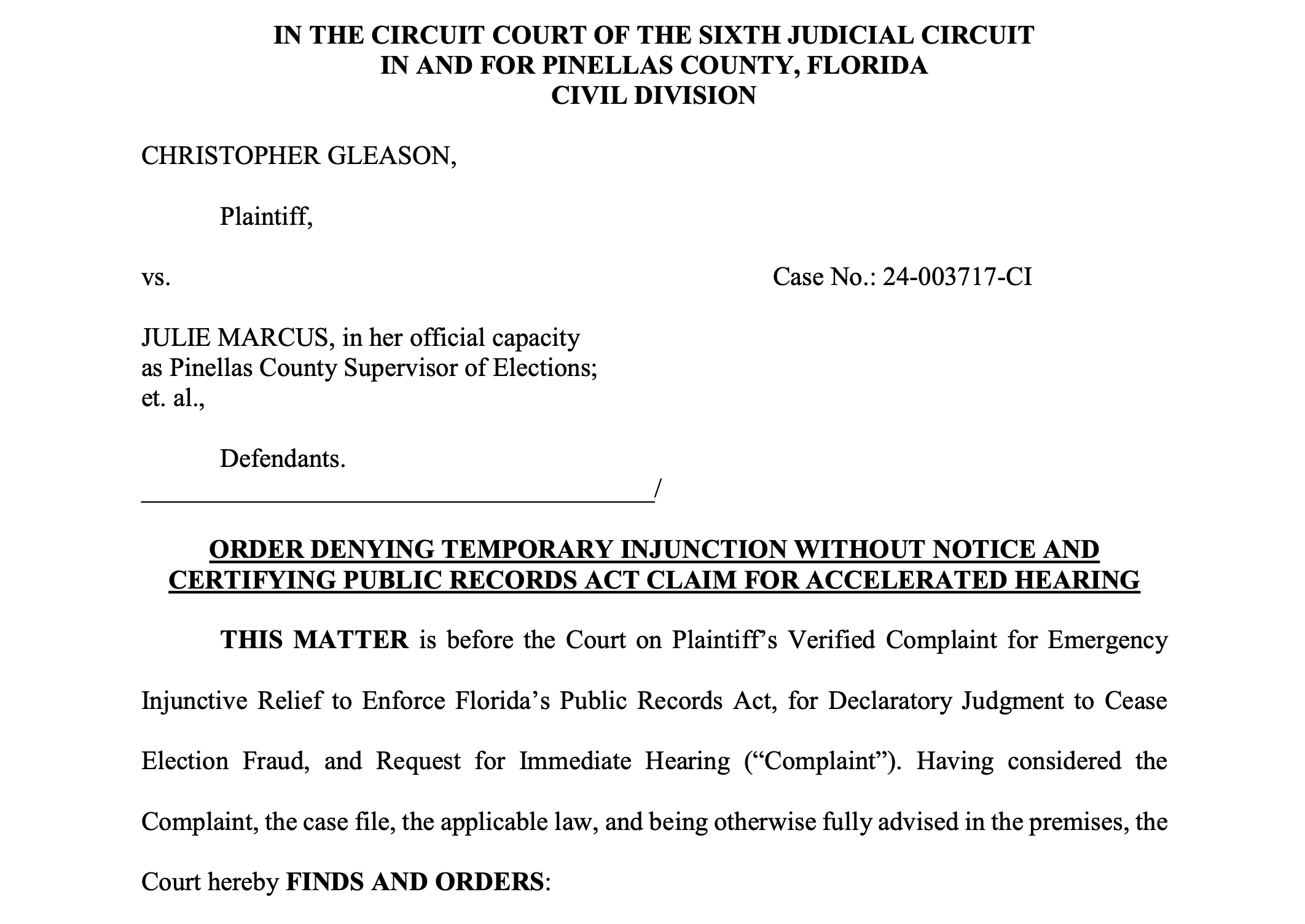 PINELLAS COUNTY FLORIDA: 219k Possible Fake Ballots And Judge Refuses To Act