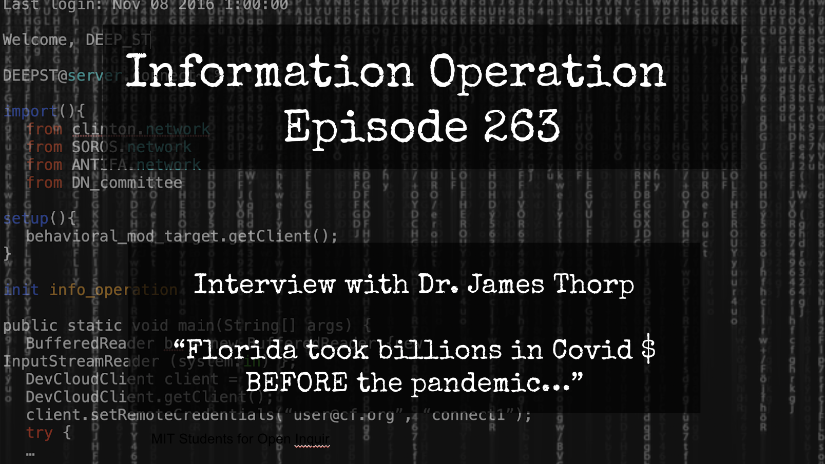 BREAKING LIVE 4pm EST: Dr. Thorp - Florida Took Covid Billions From HHS Six Months BEFORE Pandemic