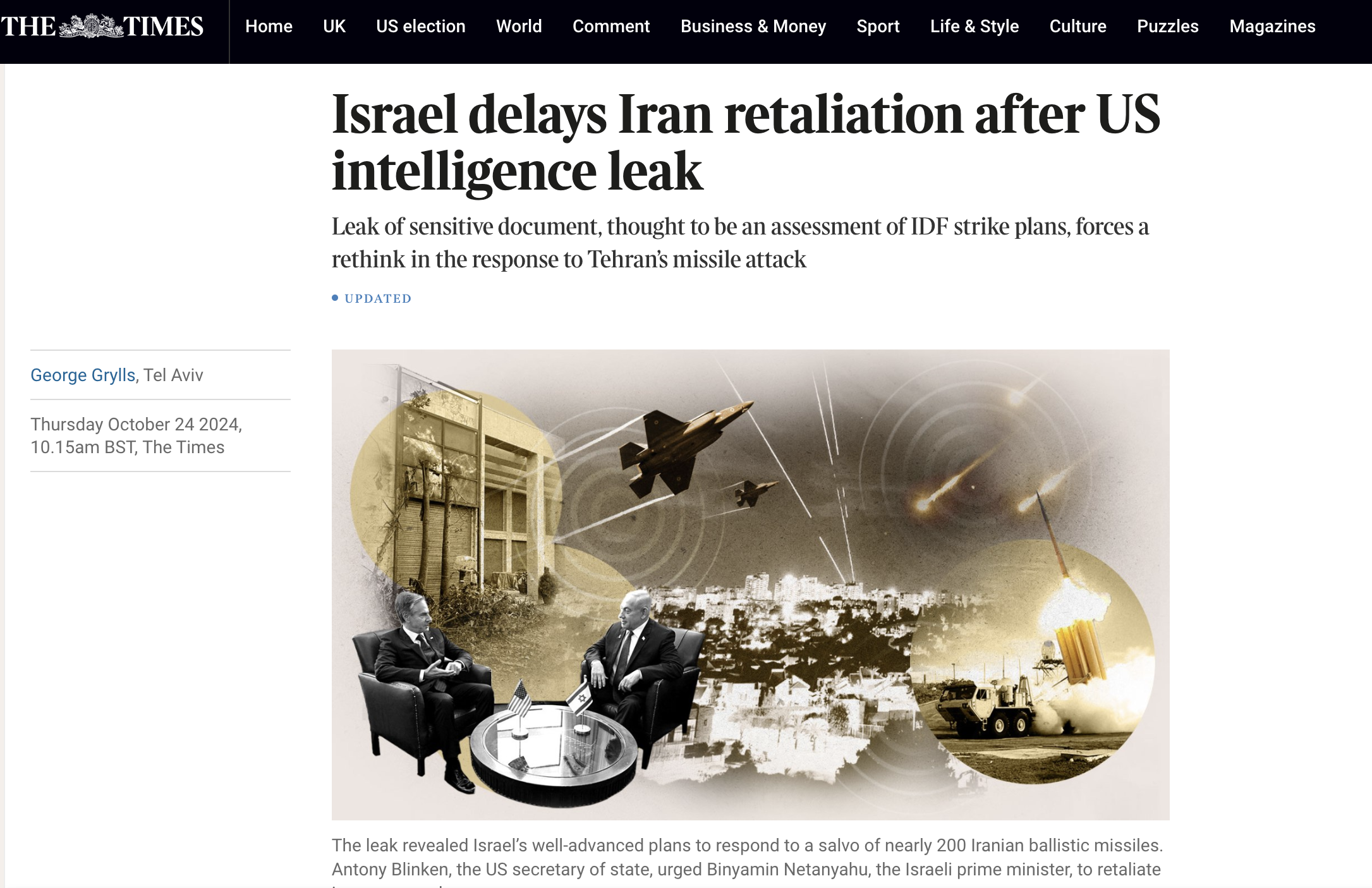 REPORT: Israel Delays Attack On Iran Due To Biden Release Of Classified Attack Plans